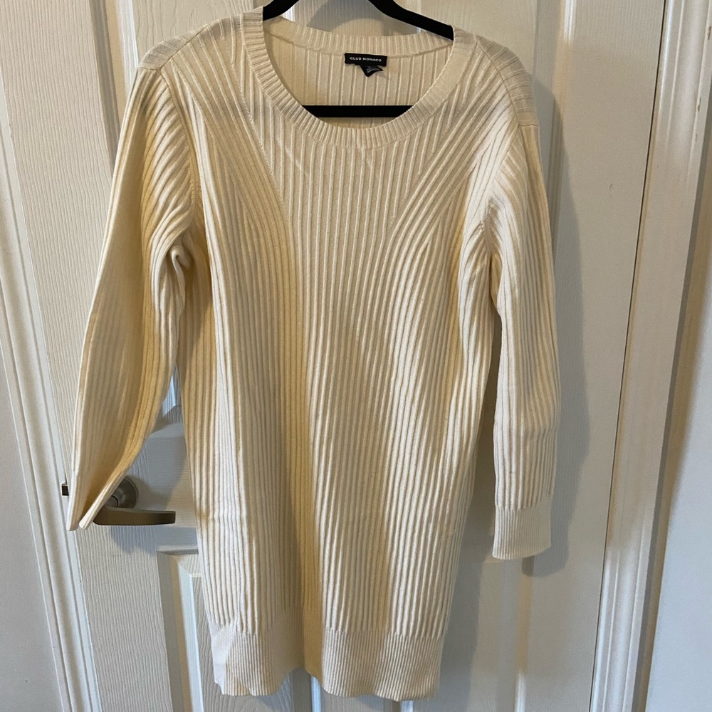 Club Monaco Cream Long Sleeve Dress
